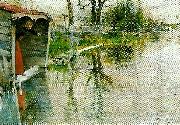 Carl Larsson vid loing grez-grez-sur-loing painting